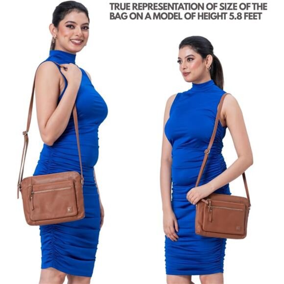 Small Soft Pebbled Real Leather Crossbody Handbags Purses Sling Crossover Bag - Picture 2 of 7